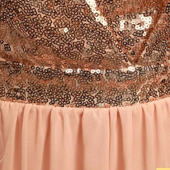 NWT Lulus Elegant Encounter Rose Gold Sequin Maxi Dress Size L - Picture 10 of 11